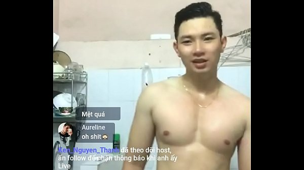 Handsome boy bathing