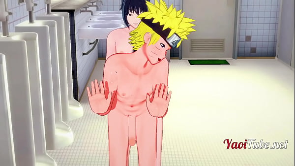 Naruto Yaoi - Naruto et Sasuke ont des relations sexuelles dans les toilettes de l'école et jouissent dans la bouche et le cul. Tarte à la crème anale sans protection 2/2