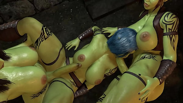 Anal-Missionarin mit Shemale Futa Orc bei einem Dreier