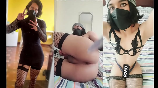 年轻女性女孩 TrapyAle 用她的肛塞和一个大的紫色假阳具玩弄她紧绷的屁股。